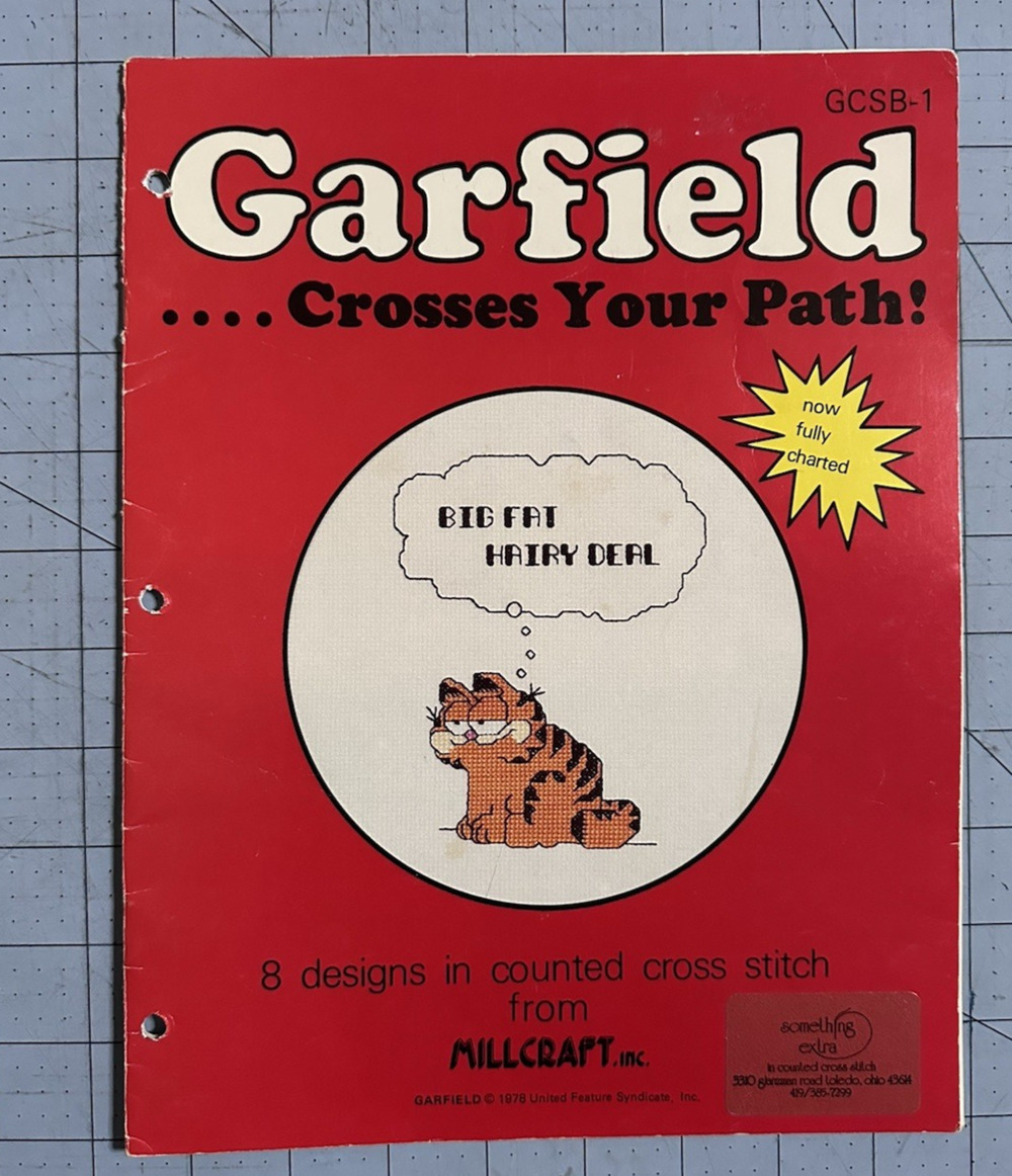 Garfield "Crosses Your Path" Cross Stitch craft booklet By Millcraft 1978